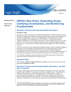 HIPAA’s New Rules: Expanding Scope, Clarifying Uncertainties, and Reinforcing Fundamentals