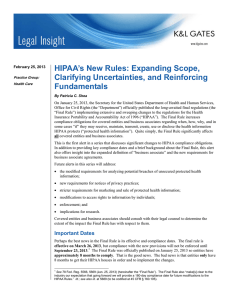 HIPAA’s New Rules: Expanding Scope, Clarifying Uncertainties, and Reinforcing Fundamentals