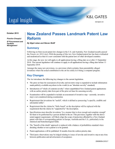 New Zealand Passes Landmark Patent Law Reform Summary