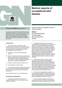 Medical aspects of occupational skin disease Guidance Notes are published under five