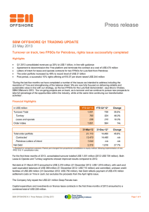 Press release  SBM OFFSHORE Q1 TRADING UPDATE 23 May 2013