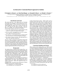 An Interactive Constraint-Based Approach to Sudoku Christopher G. Reeson and Kai-Chen Huang