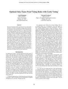 Optimal False-Name-Proof Voting Rules with Costly Voting ∗ Liad Wagman Vincent Conitzer