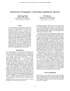 Relaxed Survey Propagation: A Sum-Product Algorithm for Max-SAT Hai Leong Chieu