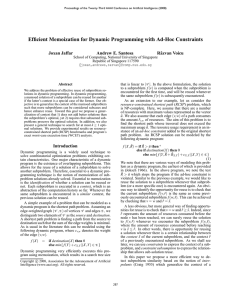 Efficient Memoization for Dynamic Programming with Ad-Hoc Constraints Joxan Jaffar R˘azvan Voicu