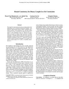 Bound Consistency for Binary Length-Lex Set Constraints Carmen Gervet Gr´egoire Dooms