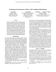 Predicting the Performance of IDA* with Conditional Distributions Uzi Zahavi Ariel Felner