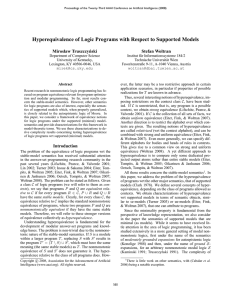 Hyperequivalence of Logic Programs with Respect to Supported Models Stefan Woltran