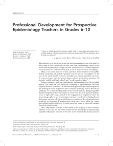 Professional Development for Prospective Epidemiology Teachers in Grades 6–12 Viewpoint