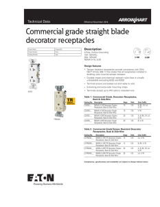 Commercial grade straight blade decorator receptacles Technical Data Description