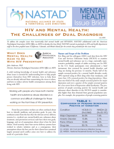 MENTAL HEALTH Issue Brief HIV and Mental Health: