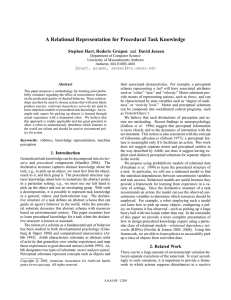 A Relational Representation for Procedural Task Knowledge Stephen Hart, Roderic Grupen