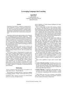 Leveraging Language into Learning Jacob Beal
