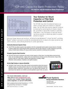 iCP-440 Capacitor Bank Protection Relay Your Solution for Shunt Protection and Control