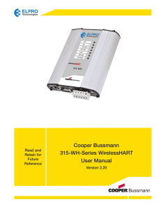 Cooper Bussmann 315-WH-Series WirelessHART User Manual Read and