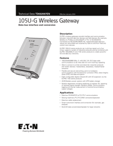 105U-G Wireless Gateway TD032007EN Data bus interface and conversion Description