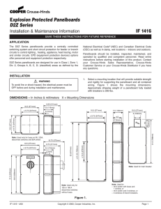 xplosion Protected Panelboards D2Z Series IF 1416 Installation &amp; Maintenance Information