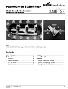 S285-10-4 Padmounted Switchgear Contents Visible-Break Switch Accessory