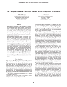 Text Categorization with Knowledge Transfer from Heterogeneous Data Sources Rakesh Gupta