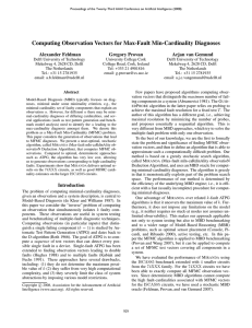 Computing Observation Vectors for Max-Fault Min-Cardinality Diagnoses Alexander Feldman Gregory Provan