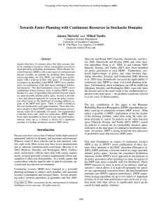 Towards Faster Planning with Continuous Resources in Stochastic Domains