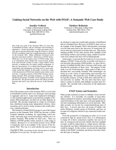 Linking Social Networks on the Web with FOAF: A Semantic... Jennifer Golbeck Matthew Rothstein