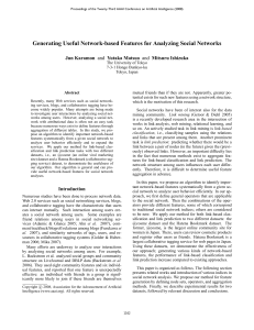 Generating Useful Network-based Features for Analyzing Social Networks Jun Karamon