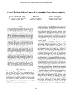 Query-URL Bipartite Based Approach to Personalized Query Recommendation Lin Li Ling Liu