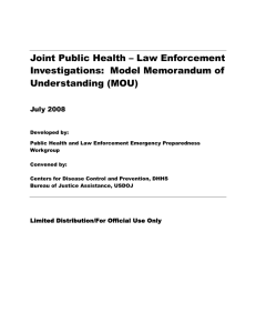 Joint Public Health – Law Enforcement Investigations:  Model Memorandum of