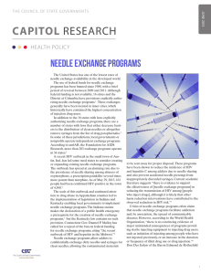 CAPITOL RESEARCH Needle Exchange Programs HEALTH POLICY