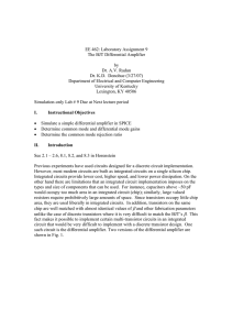 EE 462: Laboratory Assignment 9 The BJT Differential Amplifier by