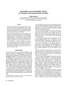 Decidability and Undecidability Results for Planning with Numerical State Variables Malte Helmert