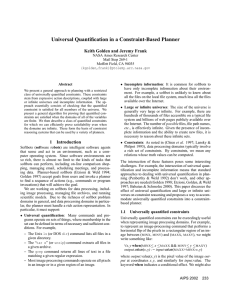 Universal Quantification in a Constraint-Based Planner Keith Golden and Jeremy Frank