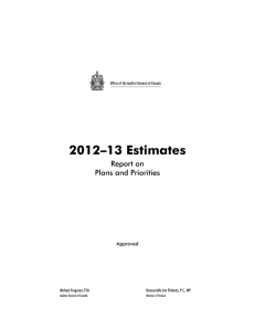 2012–13 Estimates Report on Plans and Priorities Approved