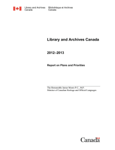 Library and Archives Canada 2012–2013 Report on Plans and Priorities