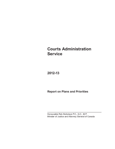 Courts Administration Service 2012-13 Report on Plans and Priorities