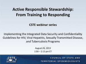 Active Responsible Stewardship: From Training to Responding  CSTE webinar series