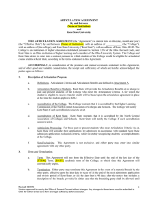 ARTICULATION AGREEMENT By and Between (Name of Institution) and