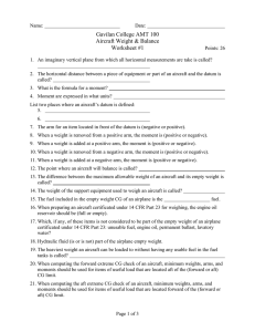 Gavilan College AMT 100 Aircraft Weight &amp; Balance  Worksheet #1