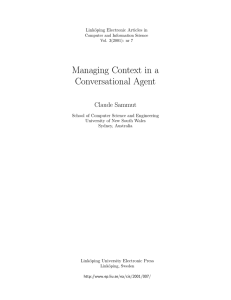 Managing Context in a Conversational Agent Claude Sammut