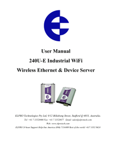 User Manual 240U-E Industrial WiFi Wireless Ethernet &amp; Device Server