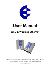 User Manual  805U-E Wireless Ethernet
