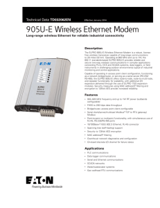 905U-E Wireless Ethernet Modem TD032062EN Long‑range wireless Ethernet for reliable industrial connectivity Description