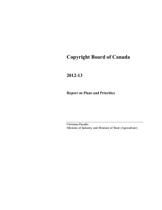 Copyright Board of Canada 2012-13 Report on Plans and Priorities Christian Paradis
