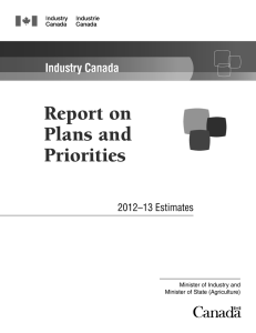 Report on Plans and Priorities Industry Canada