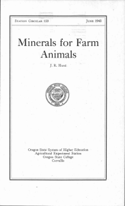 Minerals for Farm Animals Oregon State System of Higher Education Agricultural Experiment Station