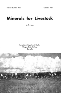 Minerals for Livestock Station BulIetn 503 Agrkultural Experiment Station Oregon State College