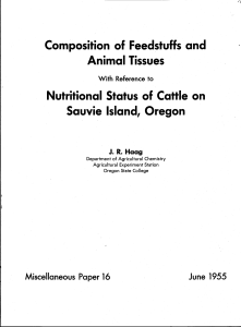 Composition of Feedstuffs and Sauvie Island, Oregon Animal Tissues