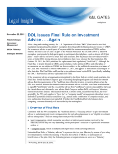 DOL Issues Final Rule on Investment Advice . . . Again