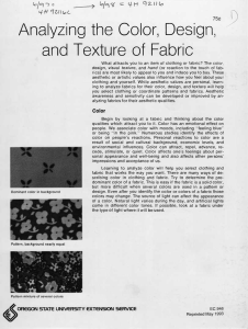 Analyzing the Color, Design and Texture of Fabric lof^   ~